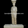 Famous antique stone lady pillar white marble column for architecture